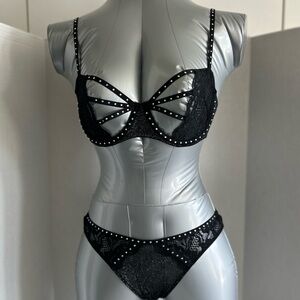 La SENZA Elegant Black Studded Lingerie Set